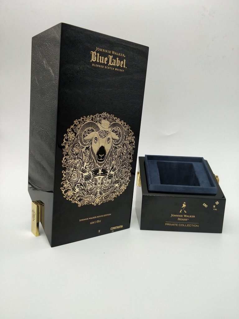 Wooden Wine Box with Glossy Finish Deep Blue