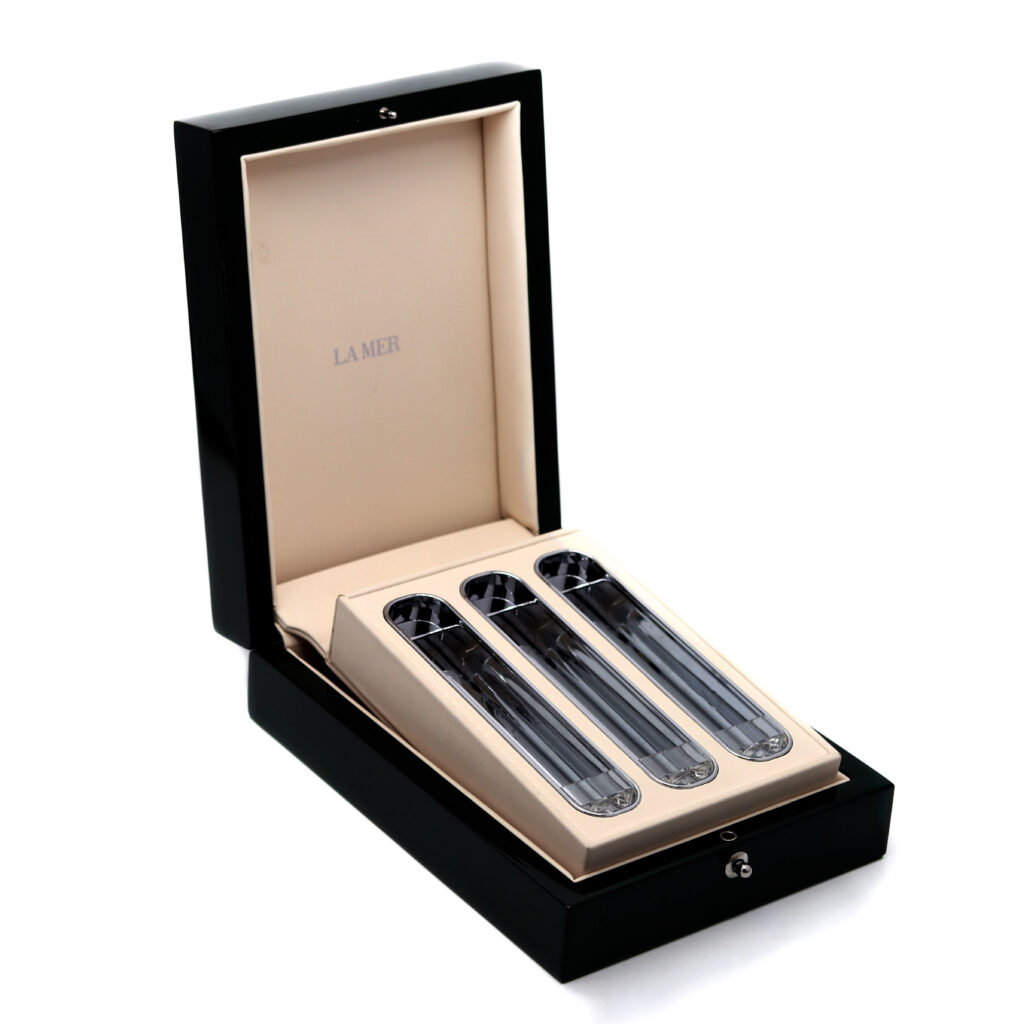 FSC-Certified MDF Cosmetic Box with Piano Finish & Ultra-Fine Lining | 24×14×10 cm for Makeup Storage