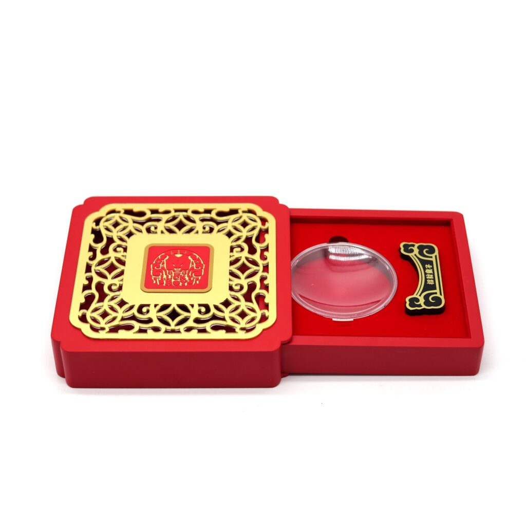 Durable Custom Coin Box – 3MM Plastic & Paper with Gold Stamping, Wholesale