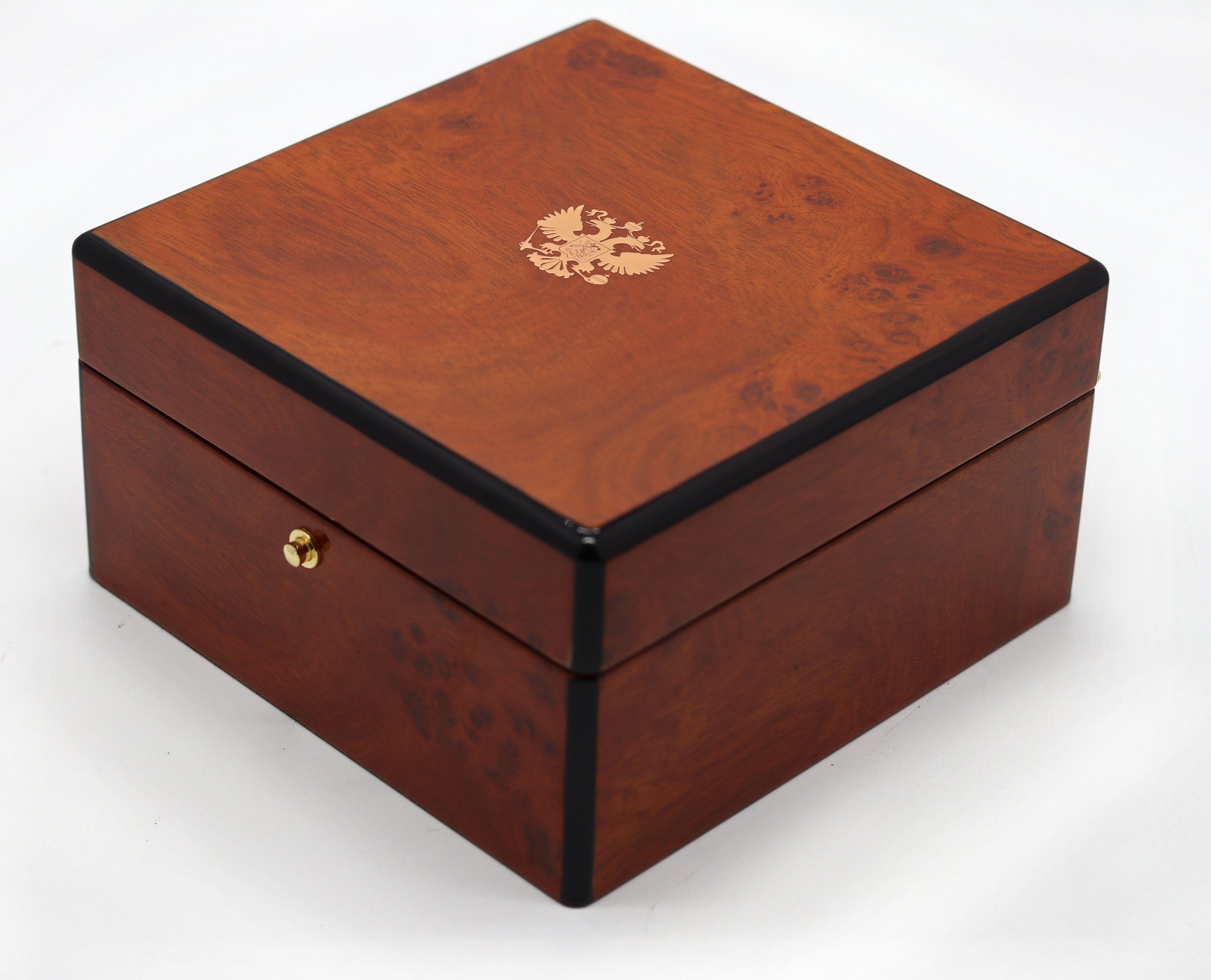Elegant Metal Logo Watch Box – MDF Wooden Design with Glossy Finish, Custom Wholesale Packaging