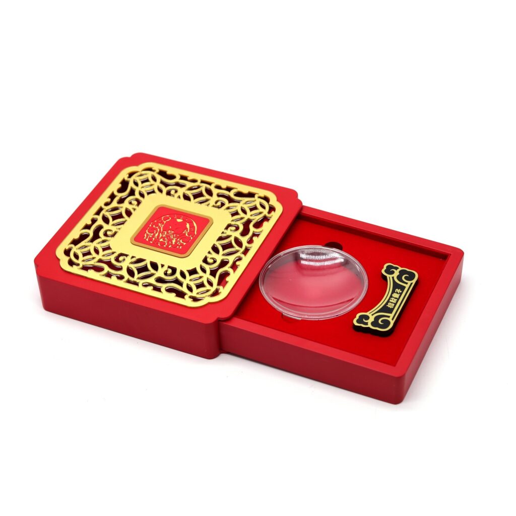 Exclusive Precious Metal Wooden Box – 0.1MM Thickness, Glossy Finish with Hardware, FSC Certified, Wholesale Packaging Supplier