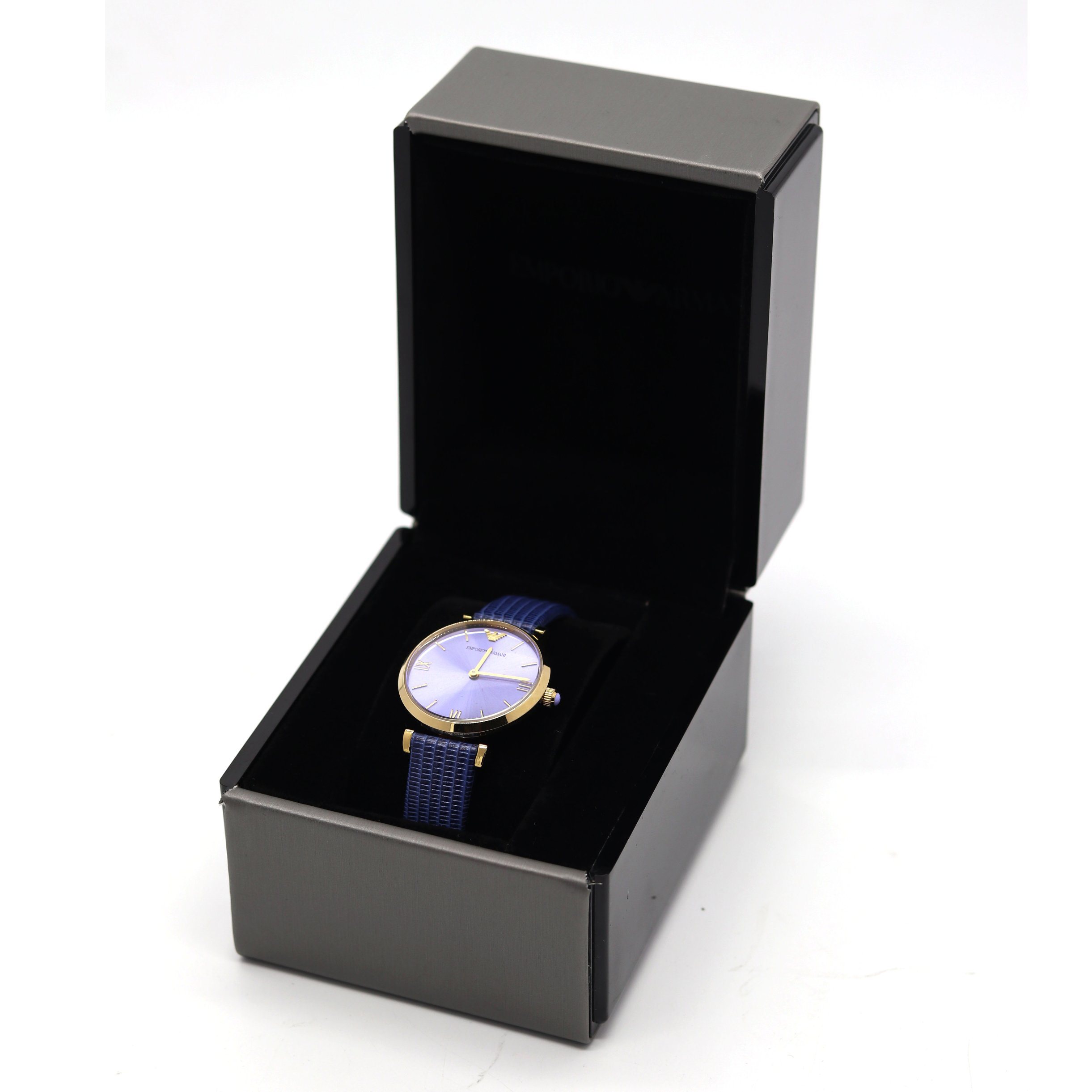 Exclusive Acrylic Watch Case – 5MM Base, Brushed Leather Surface with Imprint, Wholesale Packaging