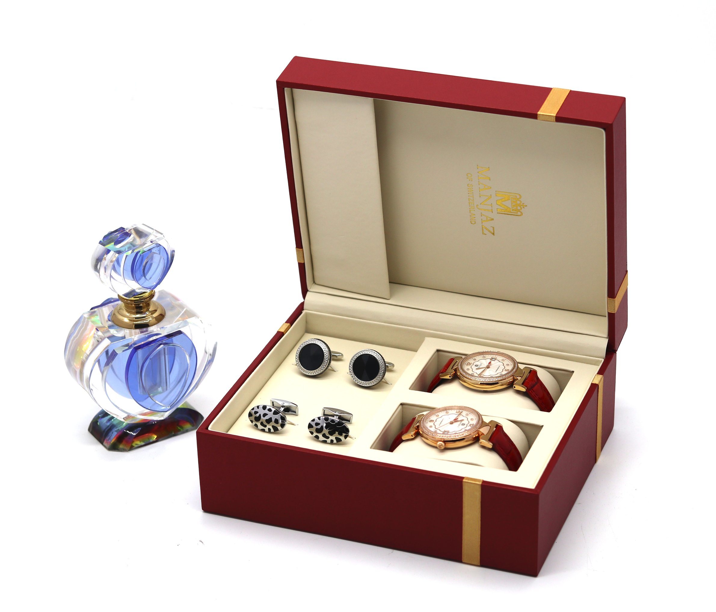 Durable Custom Watch Flip Box – 3MM Plastic Base with Specialty Paper, Gold Stamping & Ribbon, Wholesale