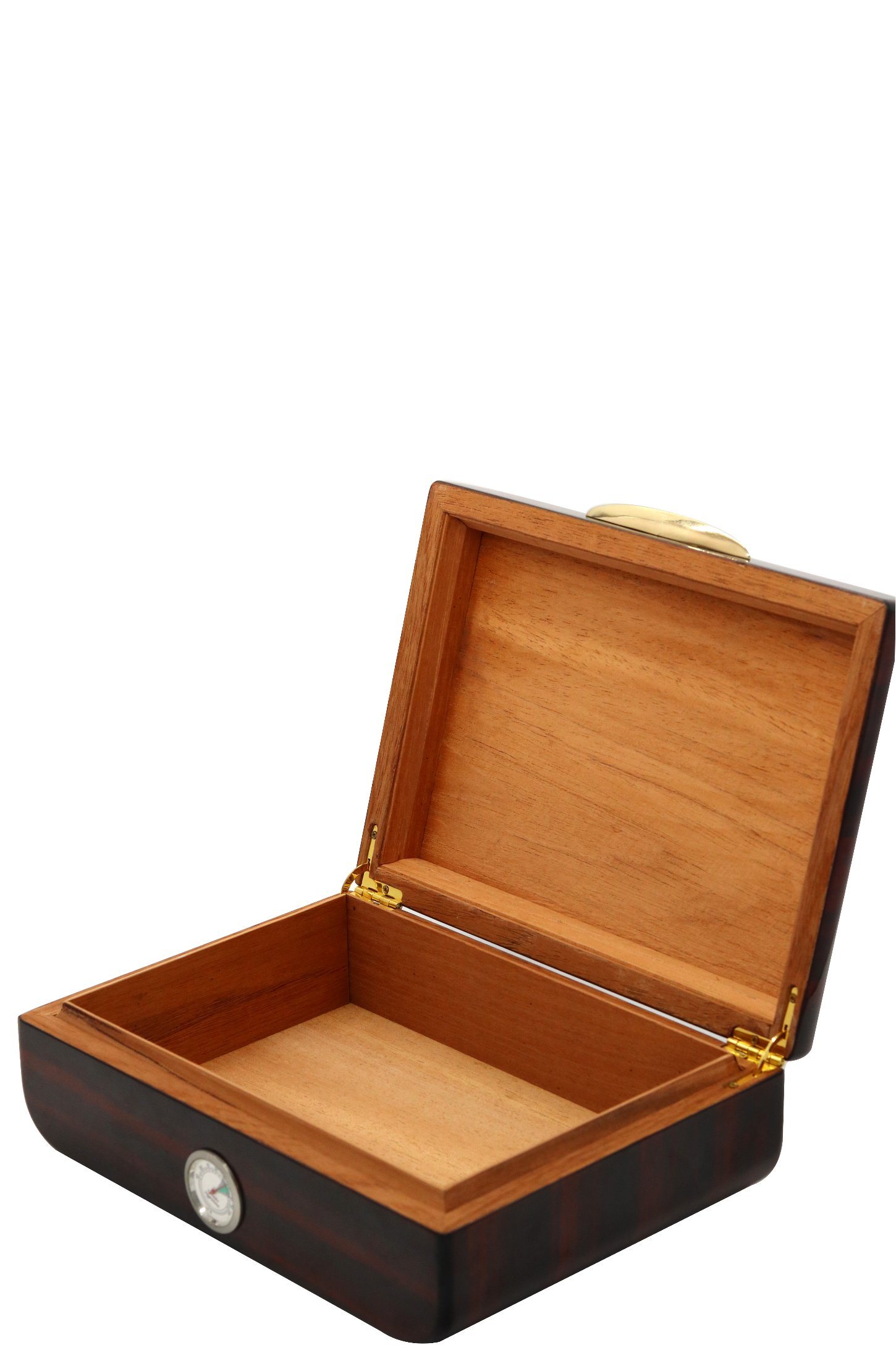 Glossy Lacquer Wooden Cigar Box – Metal Hardware with Elegant Woodgrain Finish