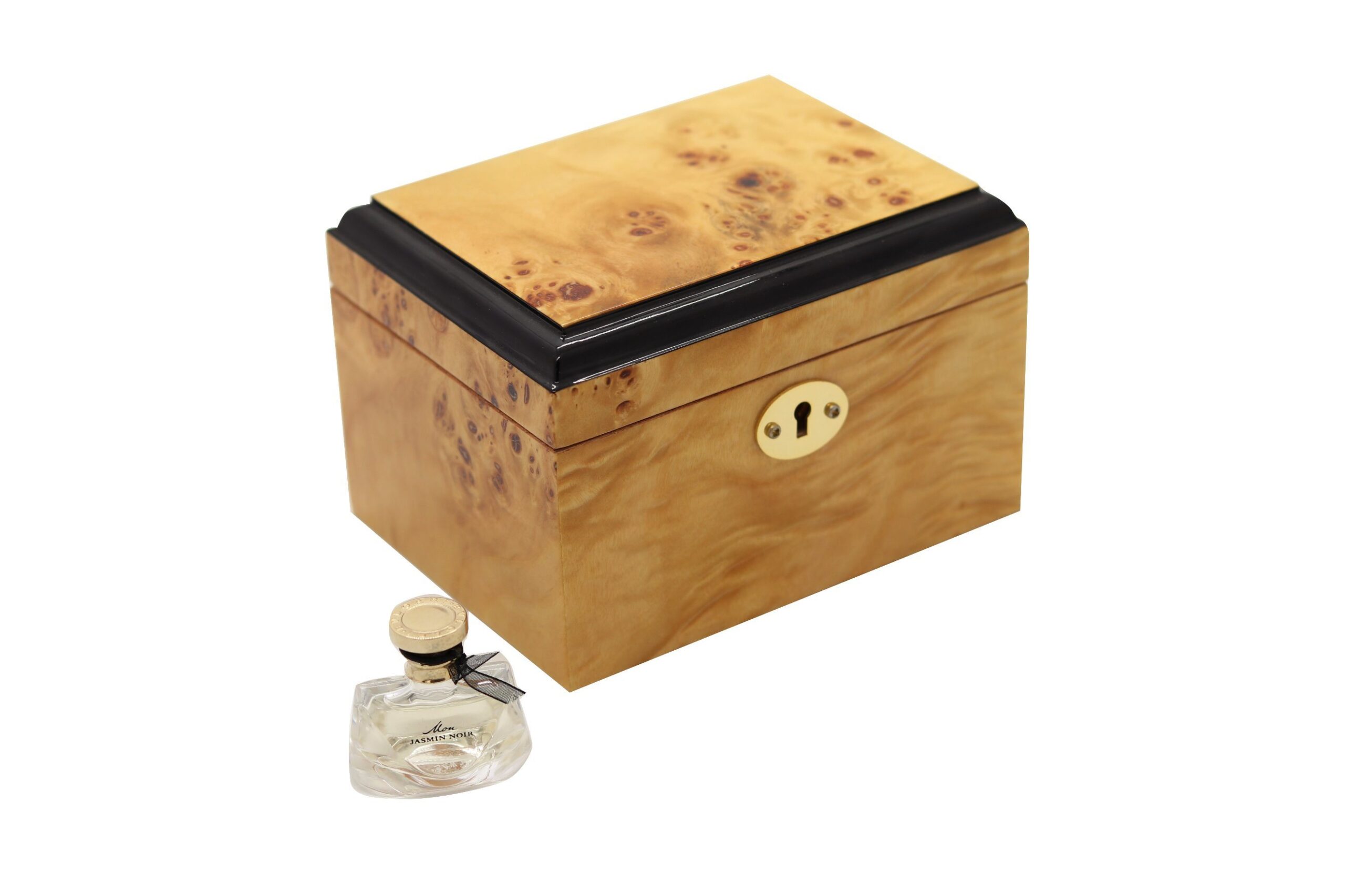 Wooden Perfume Collection Box – Glossy Lacquer Finish with Solid Wood Interior