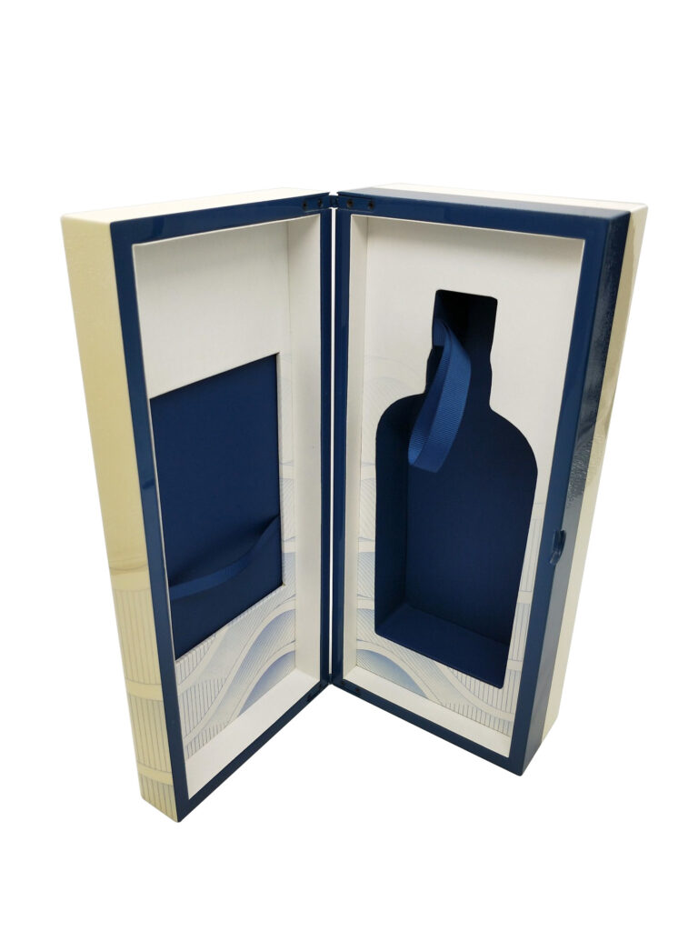 Eco-Friendly FSC Certified Wine Packaging Box – 0.1MM Wooden Structure, Glossy Finish, Printed Paper, Wholesale Manufacturer