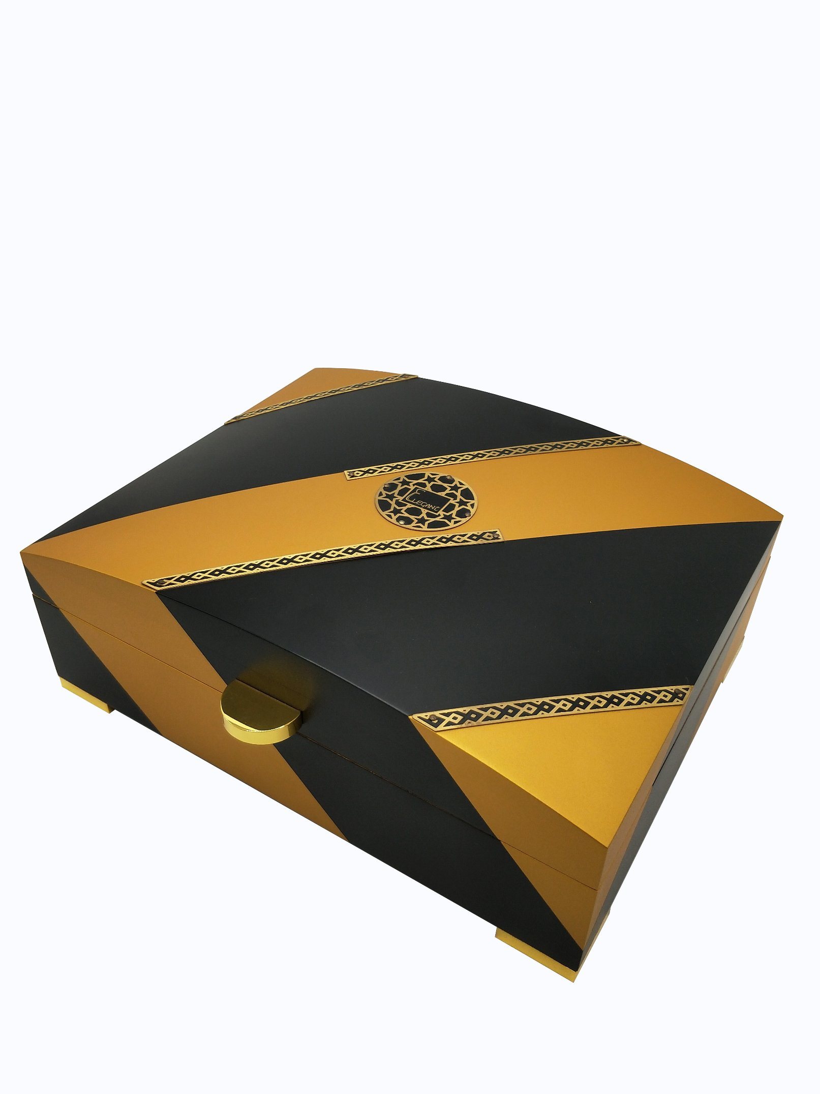 Black and Yellow Wooden Perfume Box – Glossy Lacquer with Luxury Interior
