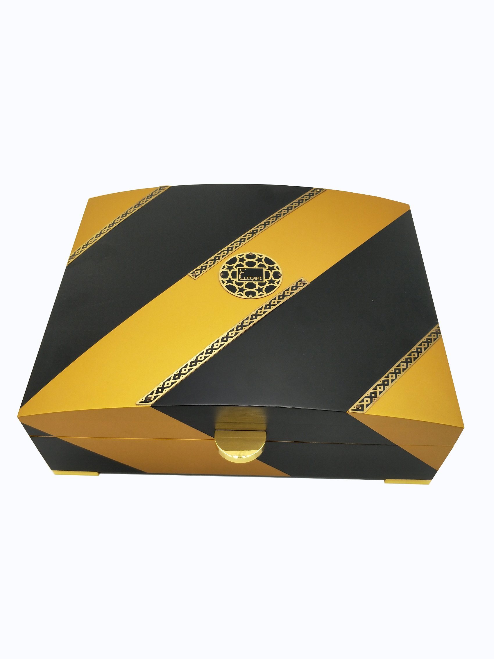 Black and Yellow Wooden Perfume Box – Glossy Lacquer with Luxury Interior