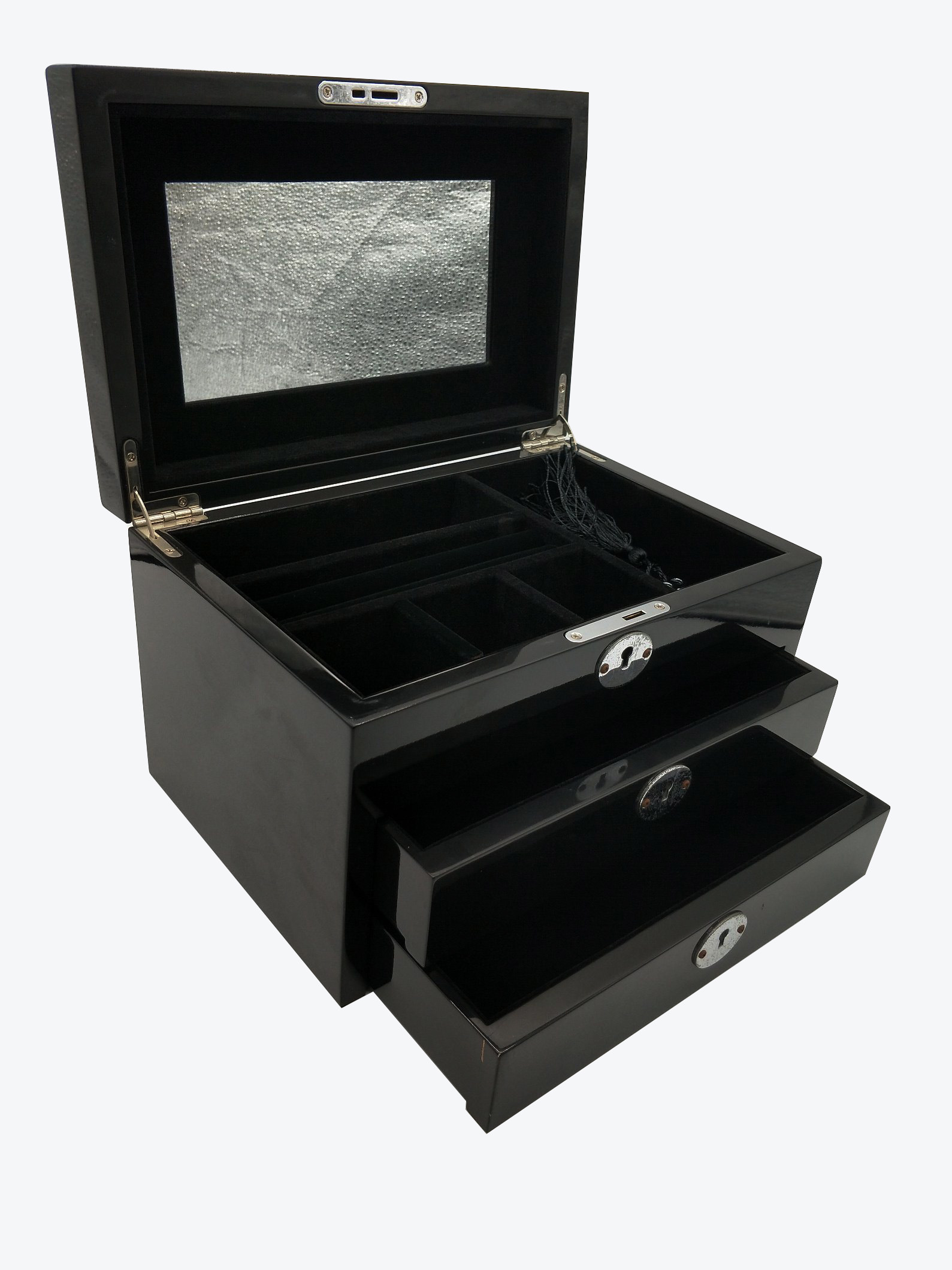 Handmade Gloss Lacquer Jewelry Box with Custom Options for Brands
