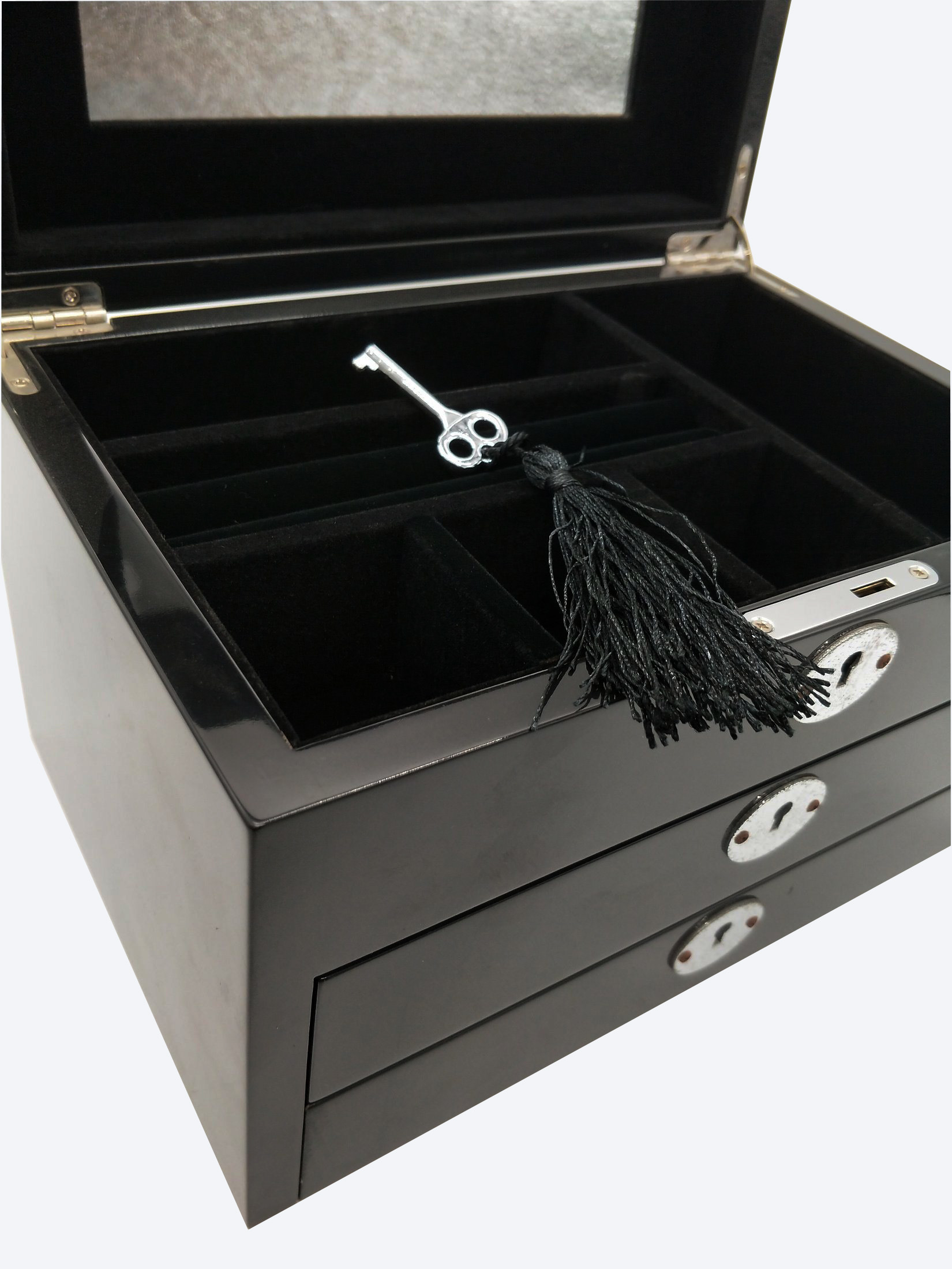 Handmade Gloss Lacquer Jewelry Box with Custom Options for Brands