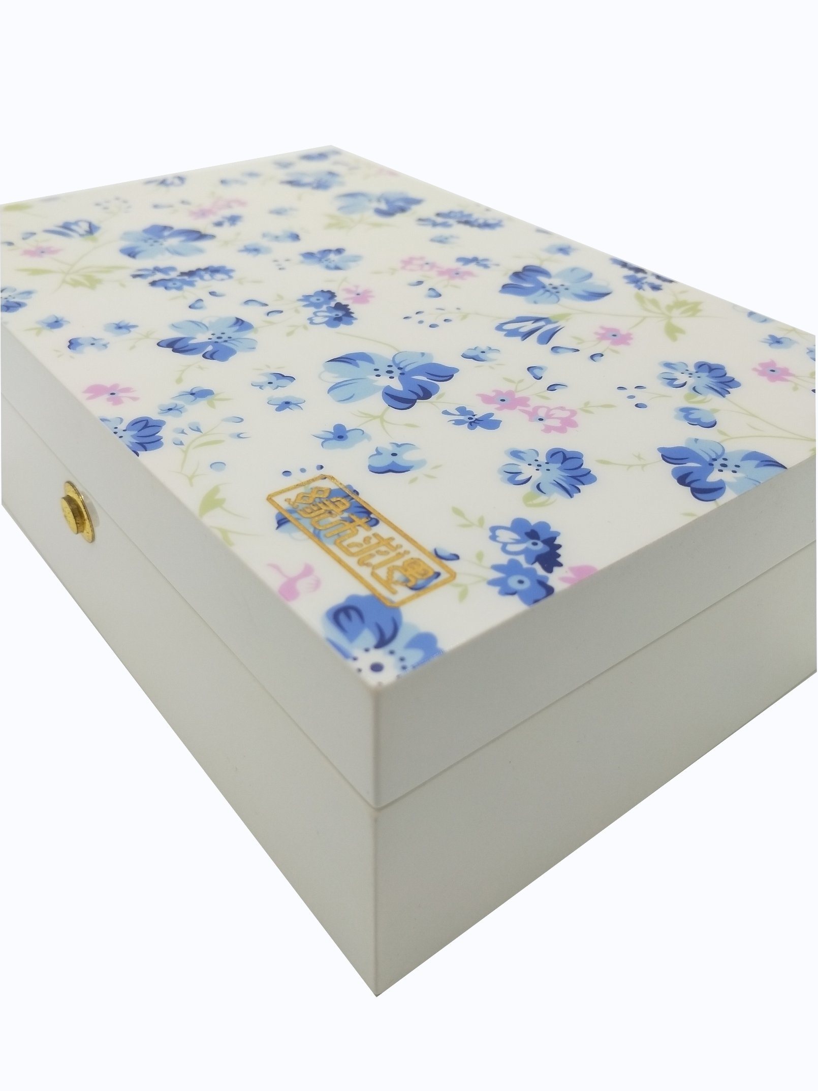 High-Gloss MDF Jewelry Organizer with Deep Apricot Velvet Interior