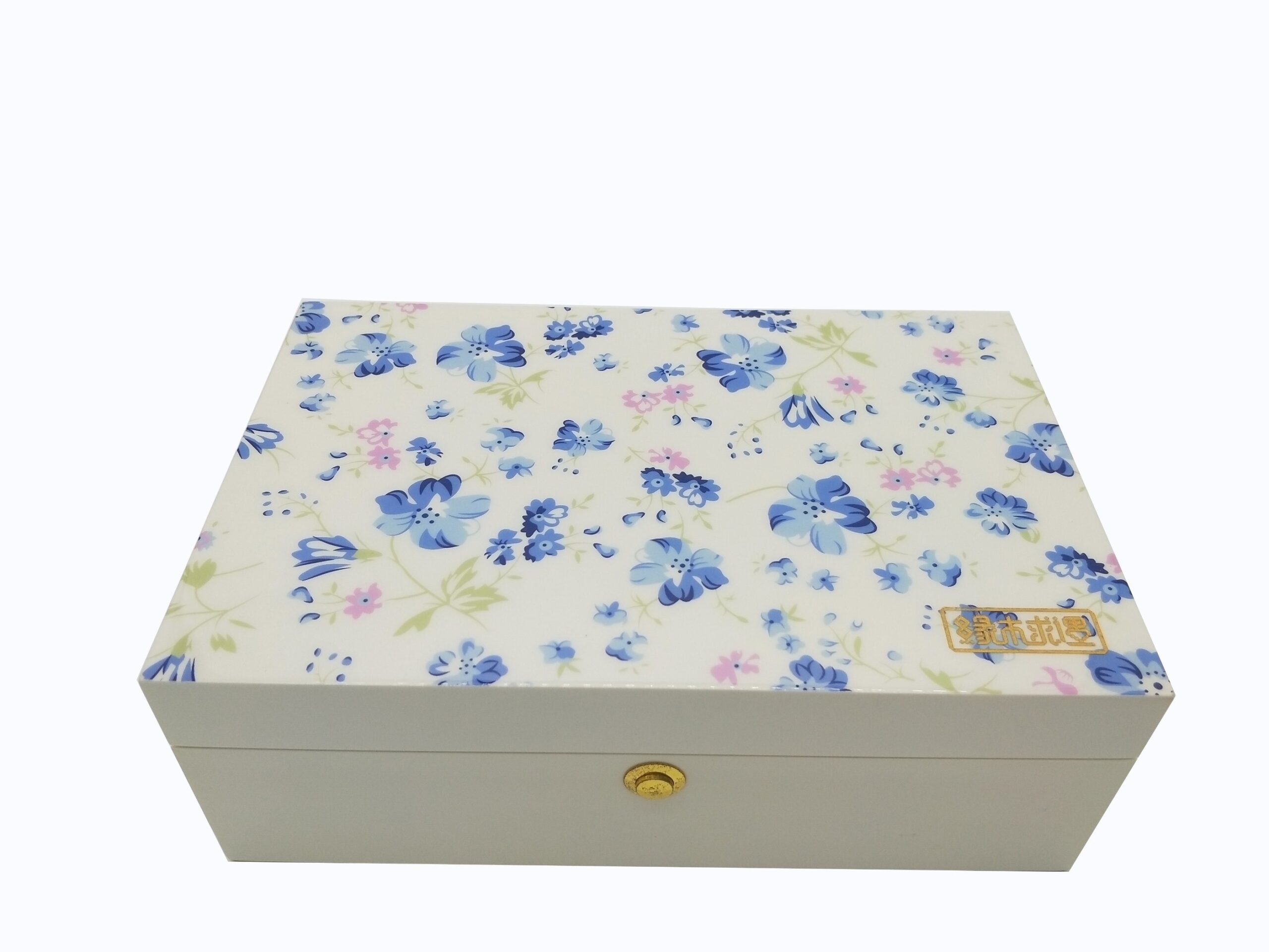 High-Gloss MDF Jewelry Organizer with Deep Apricot Velvet Interior