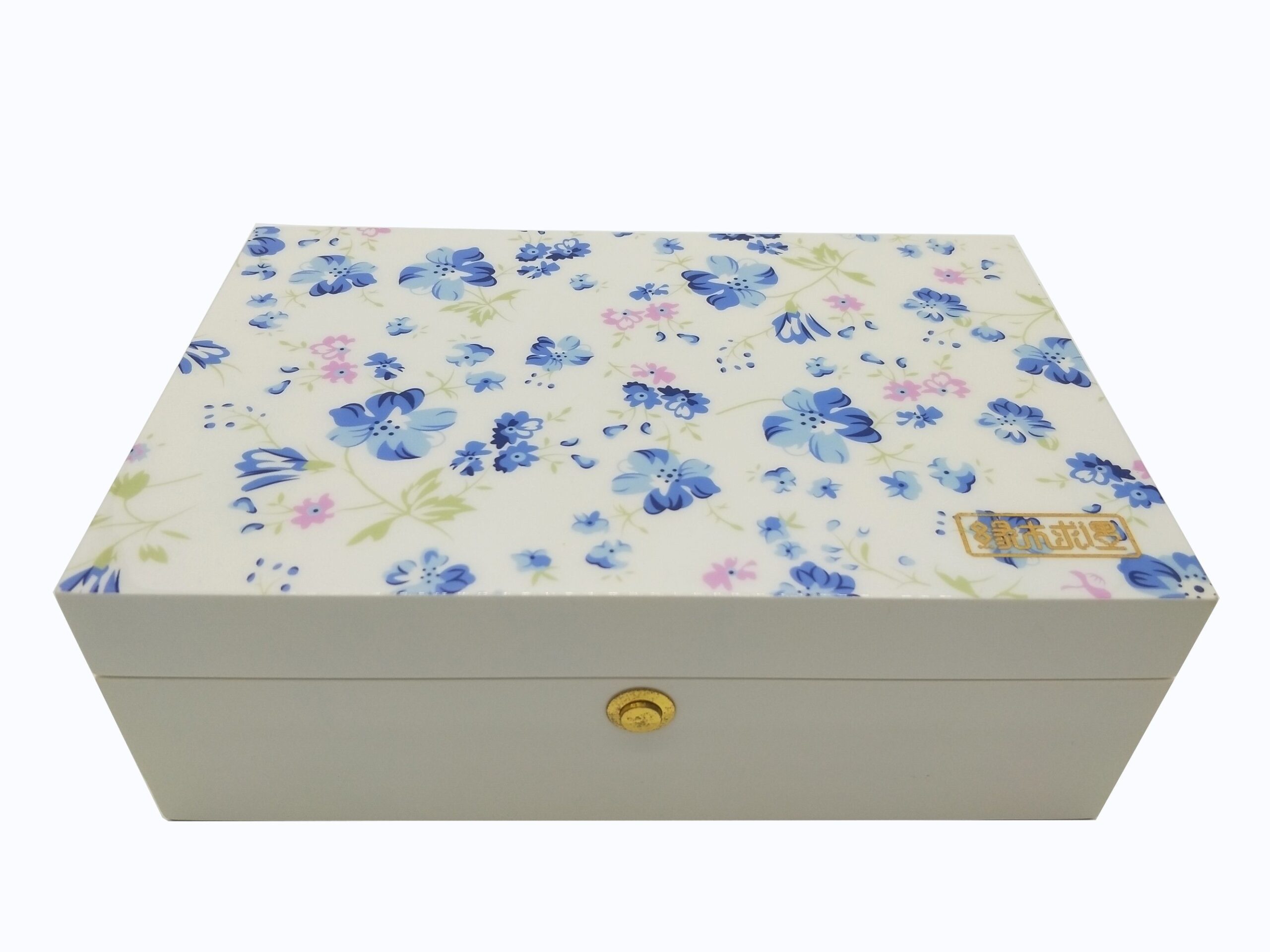 High-Gloss MDF Jewelry Organizer with Deep Apricot Velvet Interior