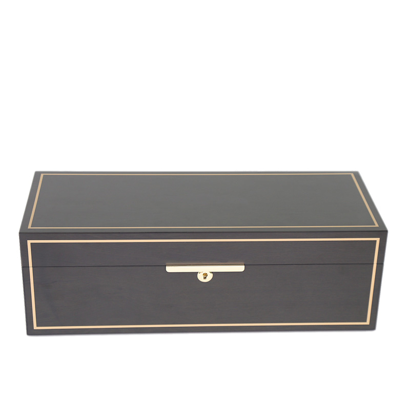 Customized Luxury Black Lacquer Finished MDF Wooden Wine Gift Box