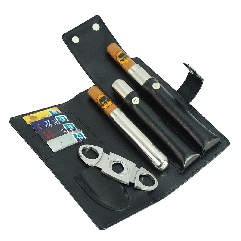 Best Selling Custom PU Leather Travel Cigar Box and Cigar Cutters