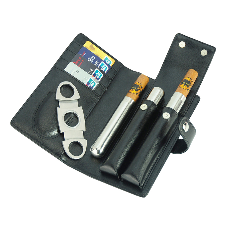 Best Selling Custom PU Leather Travel Cigar Box and Cigar Cutters