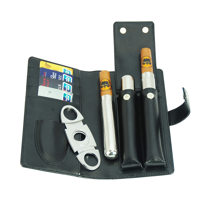 Best Selling Custom PU Leather Travel Cigar Box and Cigar Cutters