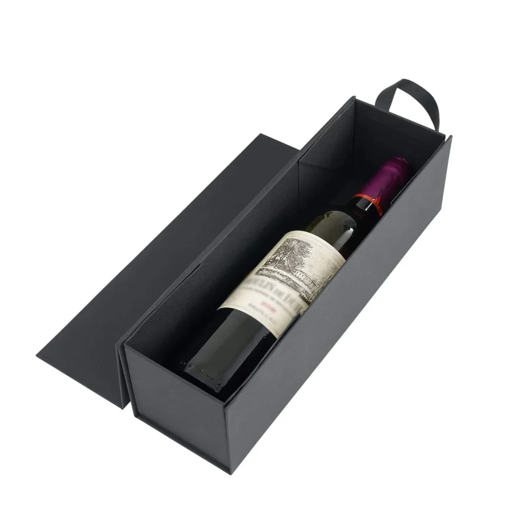 Custom Black Luxury Magnetic Closure Gift Wrap Box Red Wine Bottle Boxes