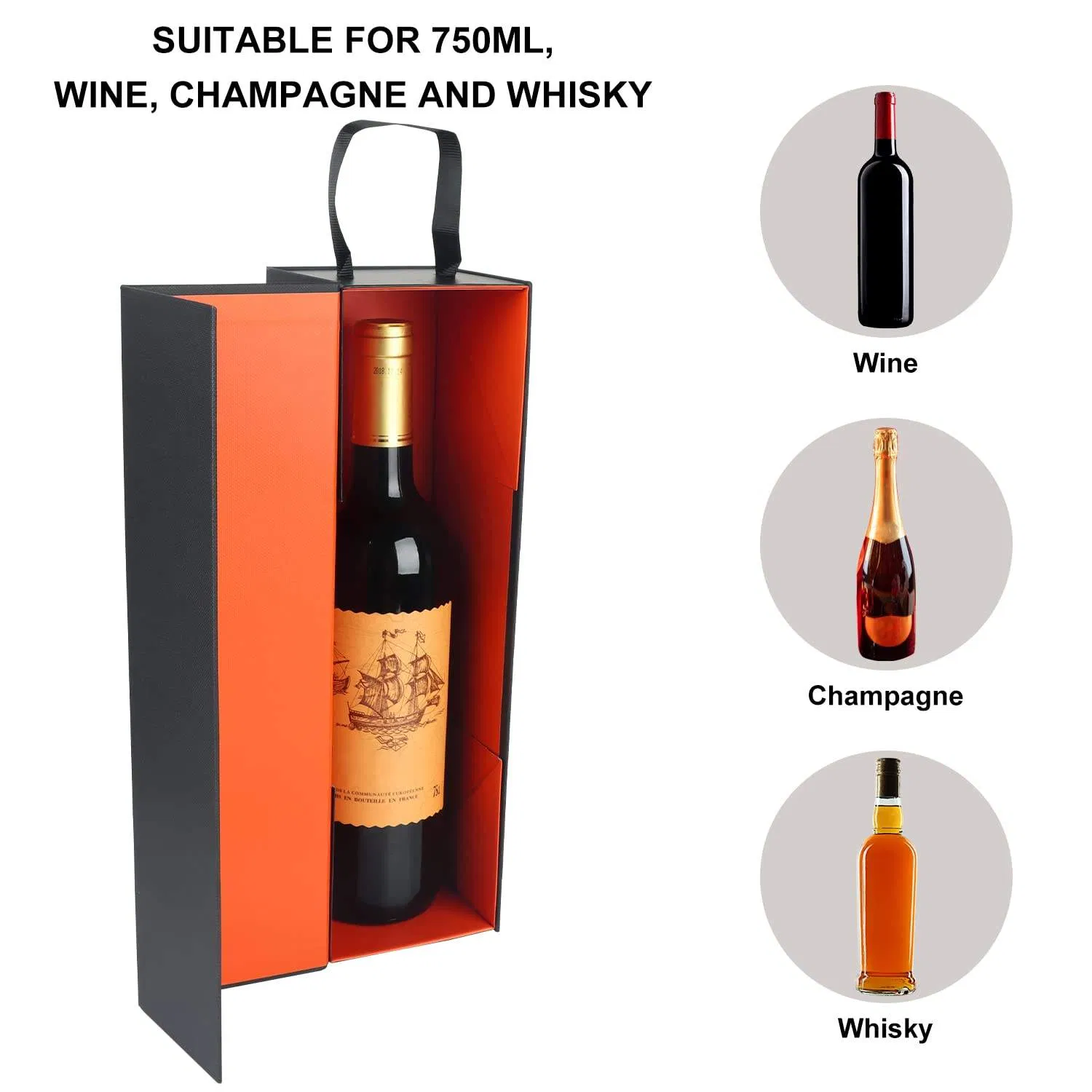 Custom Black Luxury Magnetic Closure Gift Wrap Box Red Wine Bottle Boxes
