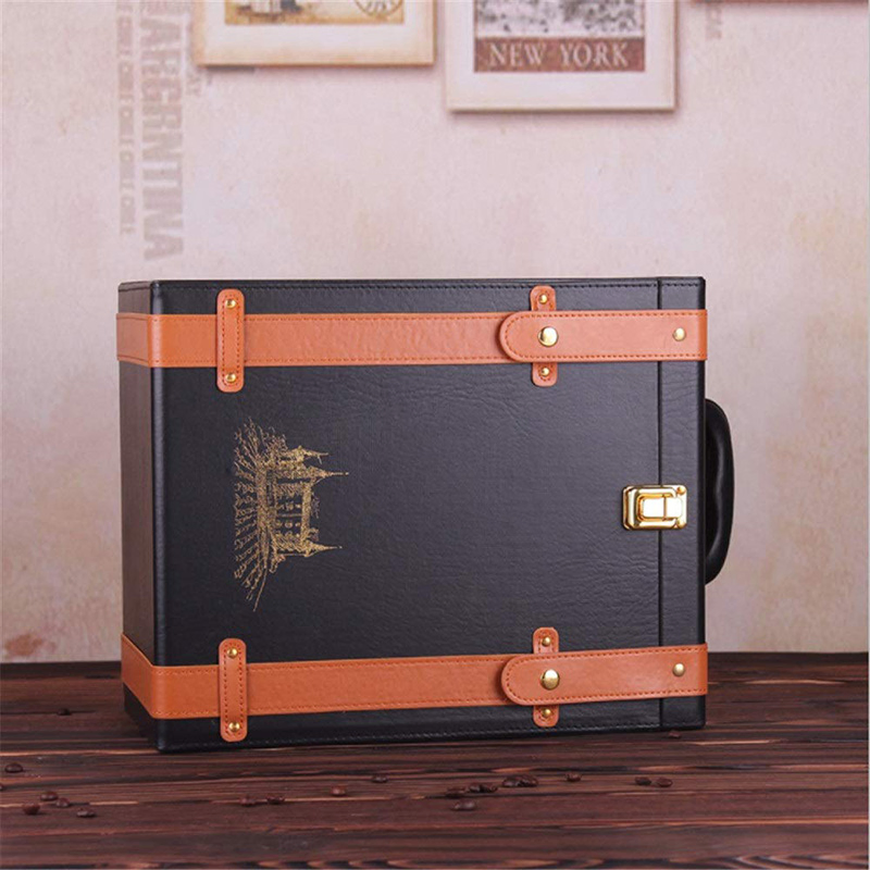 Custom Design Portable PU Leather Travel Wine Champagne Bottle Box