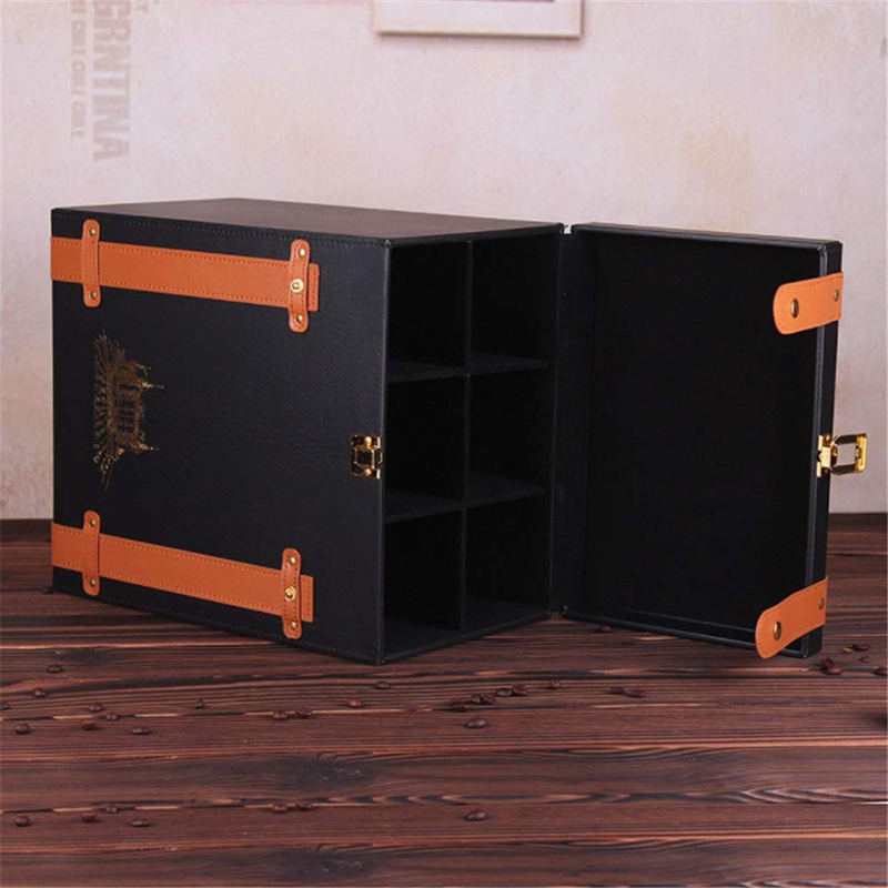Custom Design Portable PU Leather Travel Wine Champagne Bottle Box