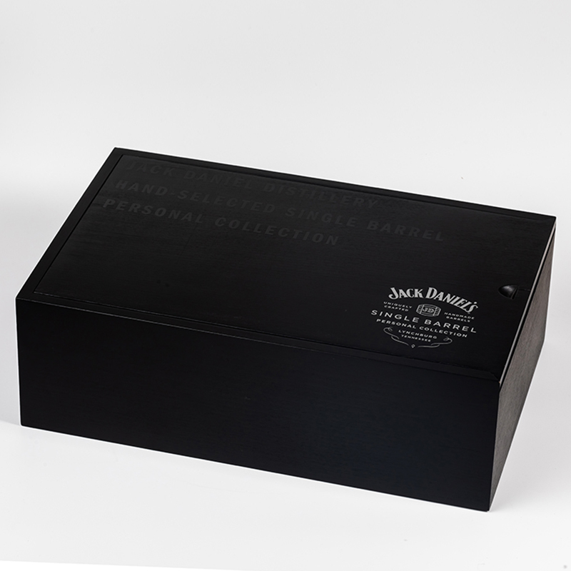 Custom High End Black Lacquer Finished Wooden Wine Box with Sliding Lid