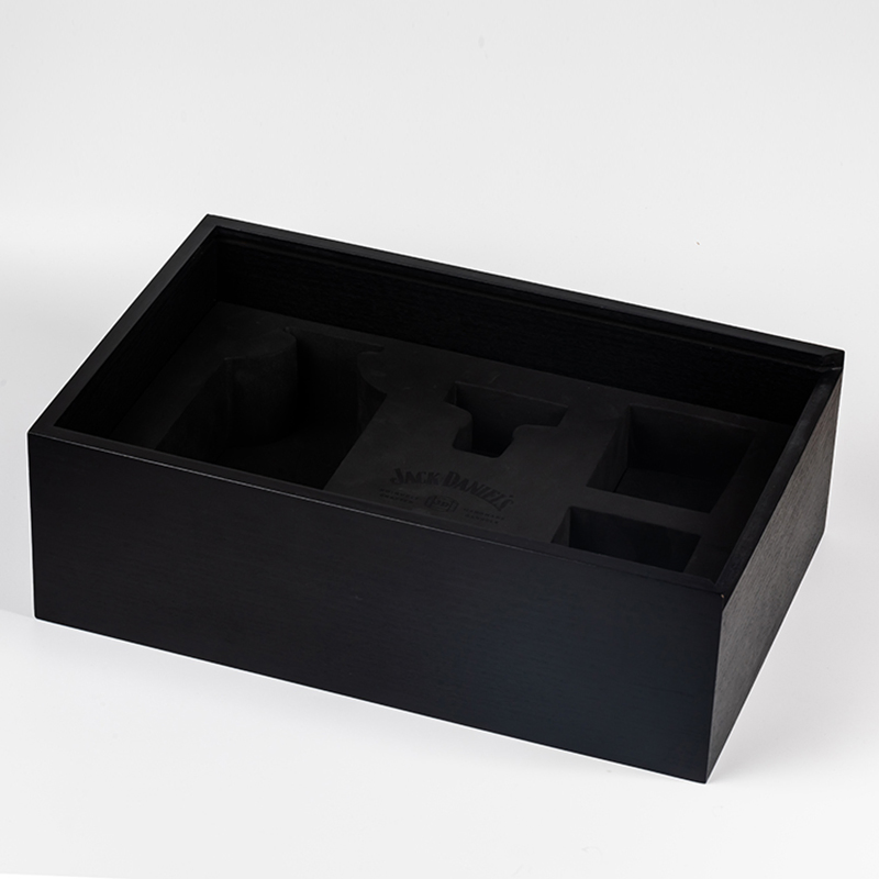 Custom High End Black Lacquer Finished Wooden Wine Box with Sliding Lid