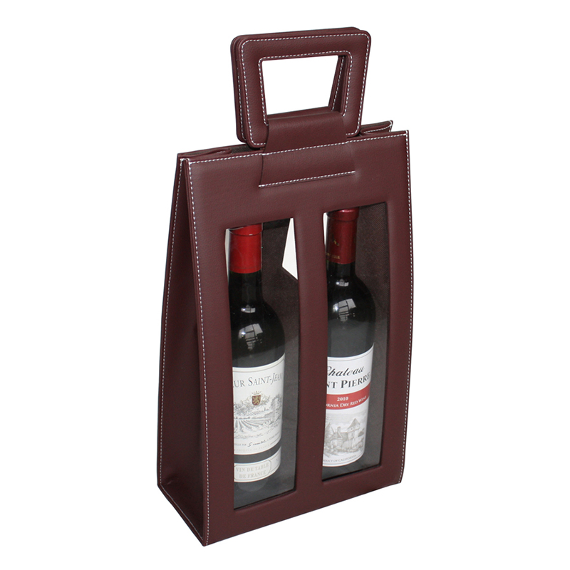 Custom Hot Dark Brown Leather Packaging Wine Gift Box