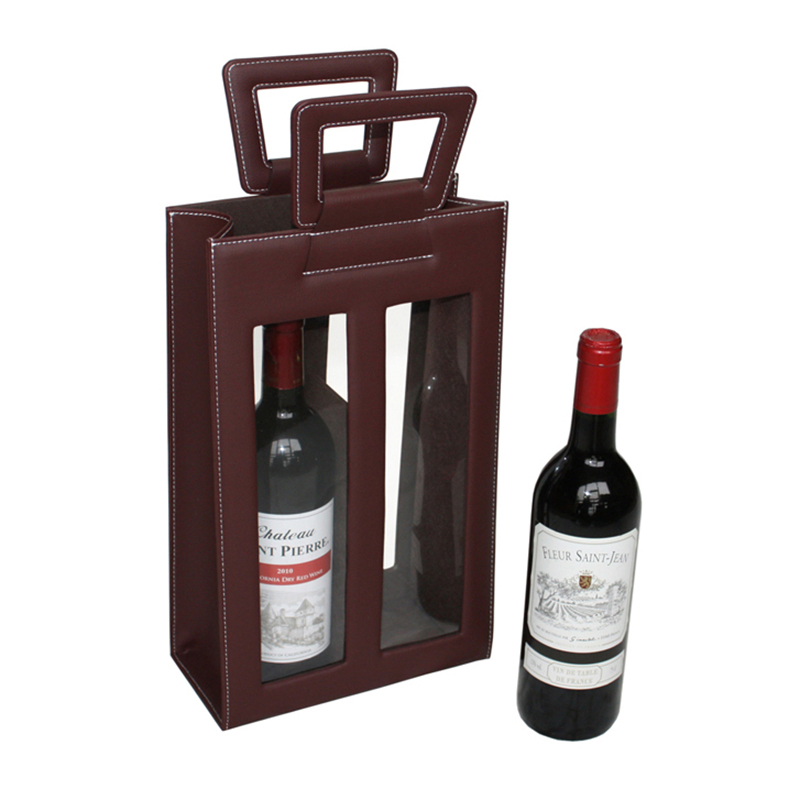 Custom Hot Dark Brown Leather Packaging Wine Gift Box
