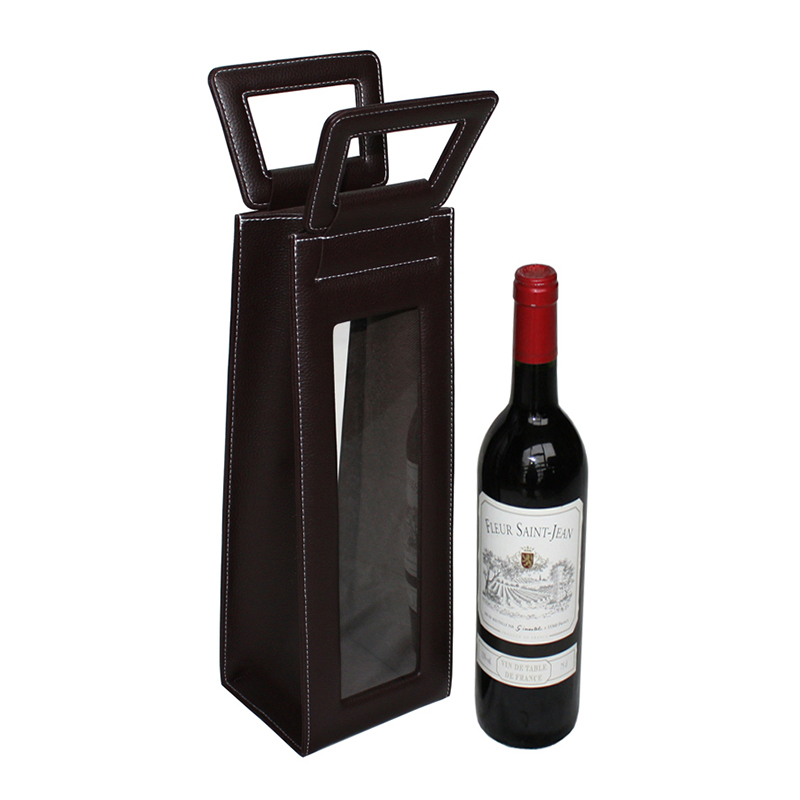 Custom Hot Dark Brown Leather Packaging Wine Gift Box
