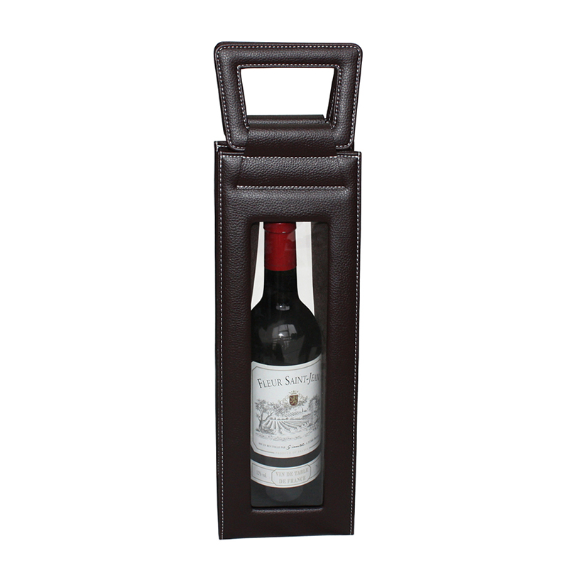 Custom Hot Dark Brown Leather Packaging Wine Gift Box