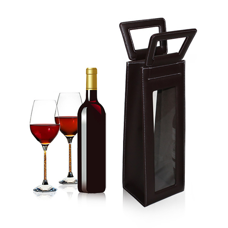Custom Hot Dark Brown Leather Packaging Wine Gift Box