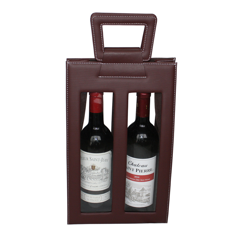 Custom Hot Dark Brown Leather Packaging Wine Gift Box