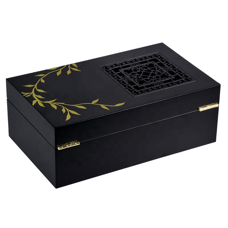 Custom Logo Black Luxury Rectangle Boxes Wooden Cigar Packaging Box