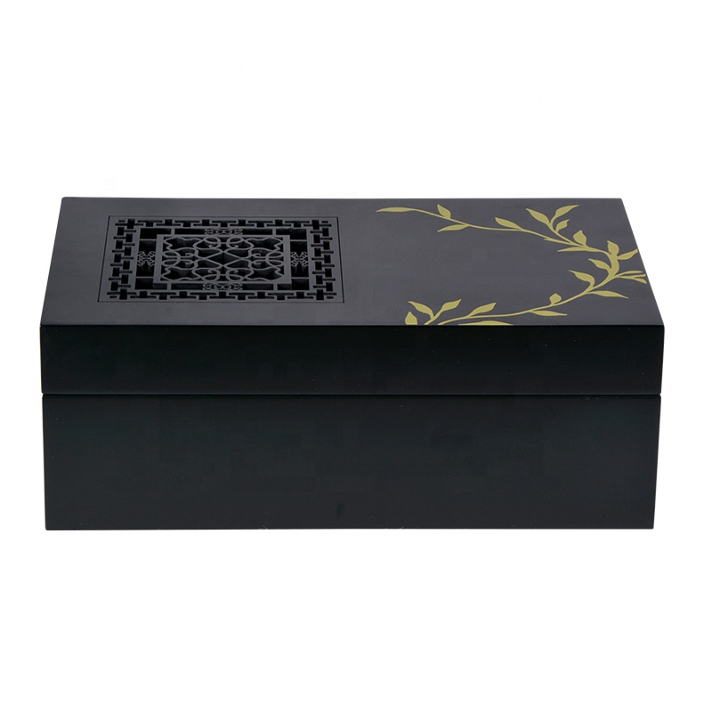 Custom Logo Black Luxury Rectangle Boxes Wooden Cigar Packaging Box