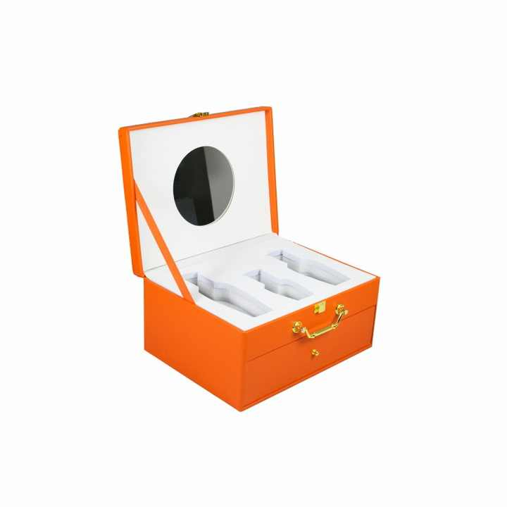 Custom Logo Luxury MDF Wooden Gift Box Perfume Arabian Essential Oil Packaging Perfume Storage Box with Mirror Leather Case