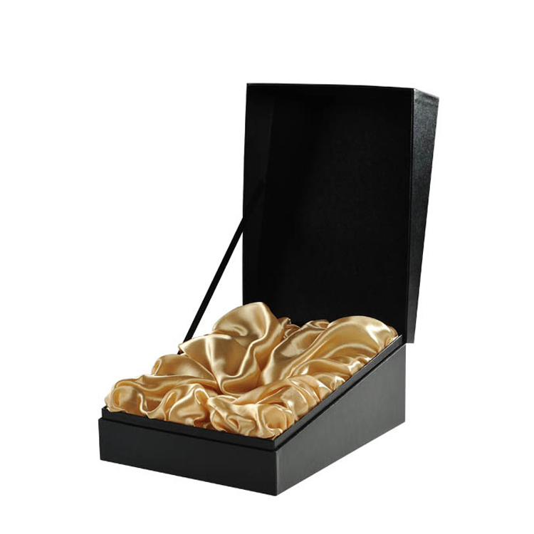 Custom Luxury MDF Fiberboard Black Champagne Packaging Box with Silk Insert