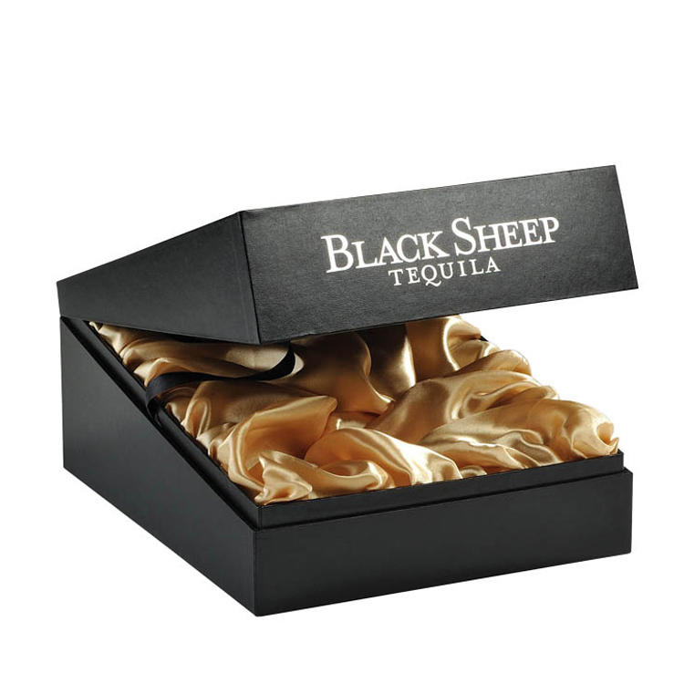 Custom Luxury MDF Fiberboard Black Champagne Packaging Box with Silk Insert