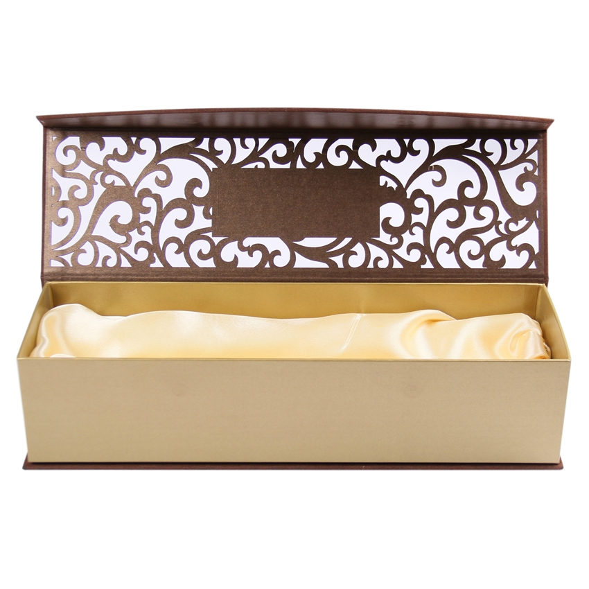 Custom Luxury Rectangle Shape Satin-Lined Cardboard Wine Glass Gift Box