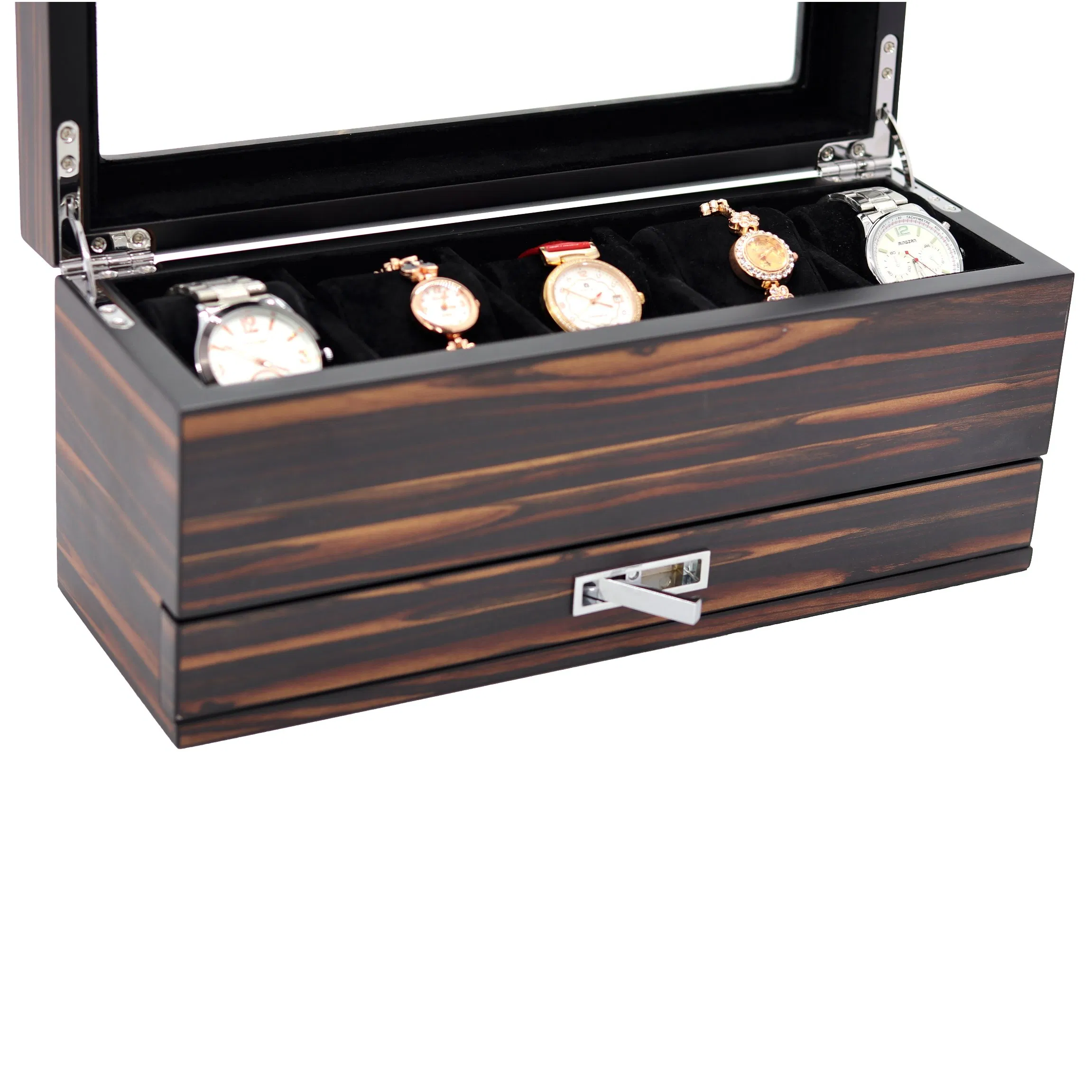 Custom Luxury Stylish Wood Paper Wooden Watch Packaging Jewelry Box