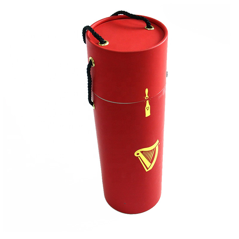 Custom Printing Red Paper Cardboard Wine Packaging Paper Tube Box