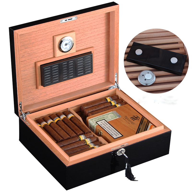 Custom Spanish Cedar High Gloss Piano Lacquer Wood Cigar Box Humidor