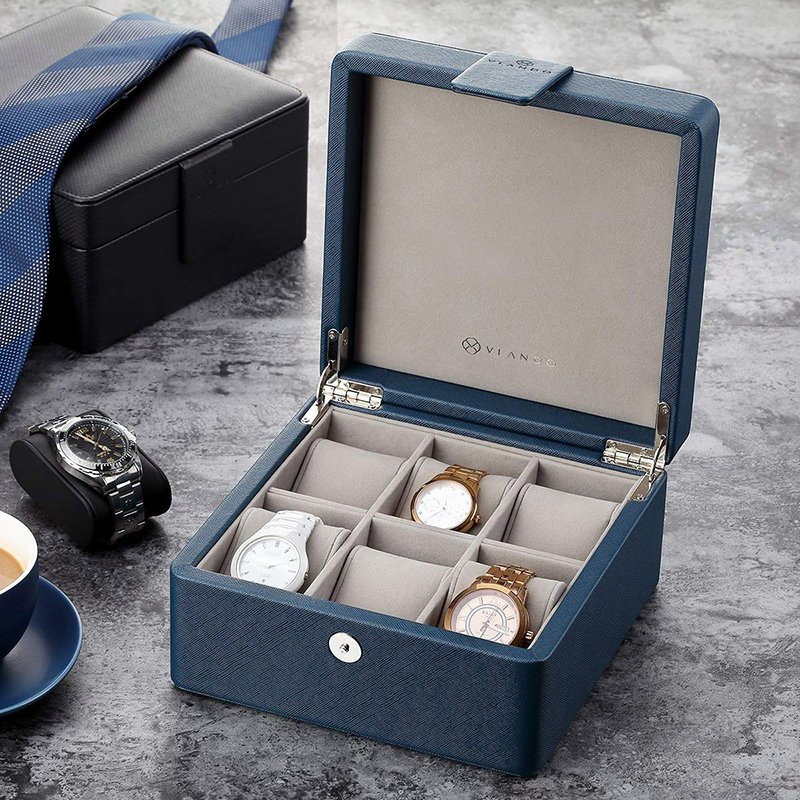 Custom Travel 6-Slot Leather Packaging Gift Watch Storage Box
