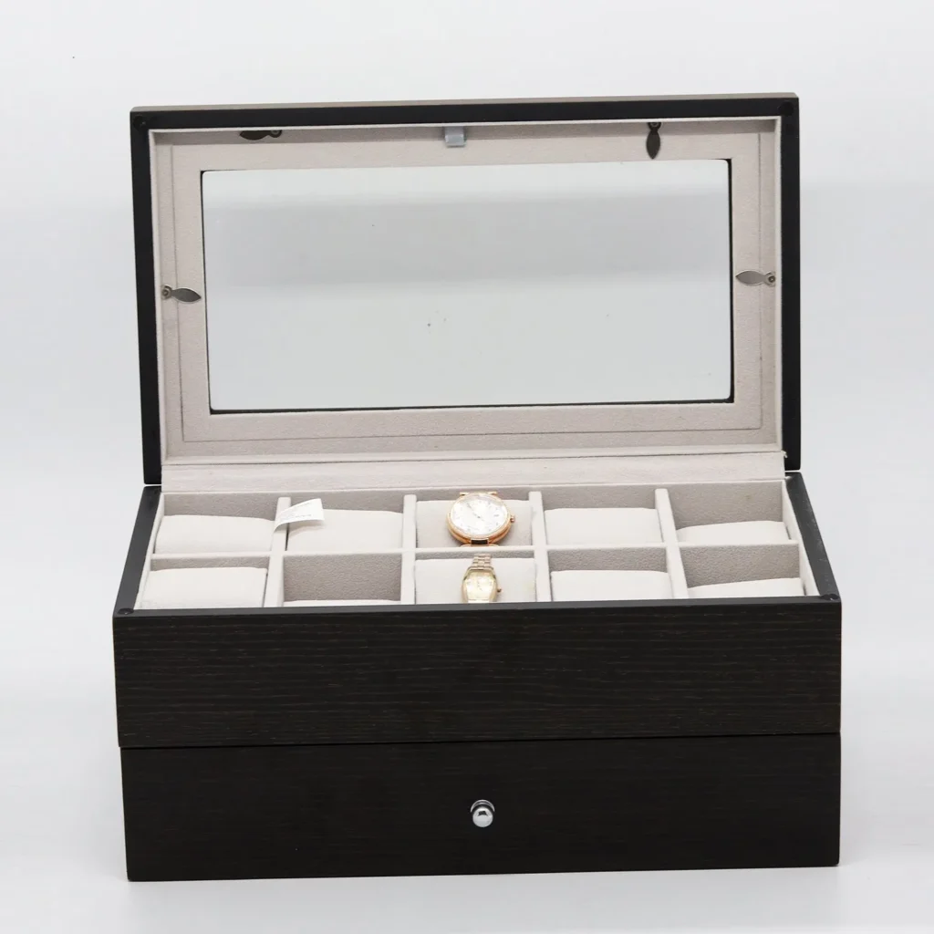 Custom Wooden Watch Box with Transparent Glass Window / Matt Paint / Magnet