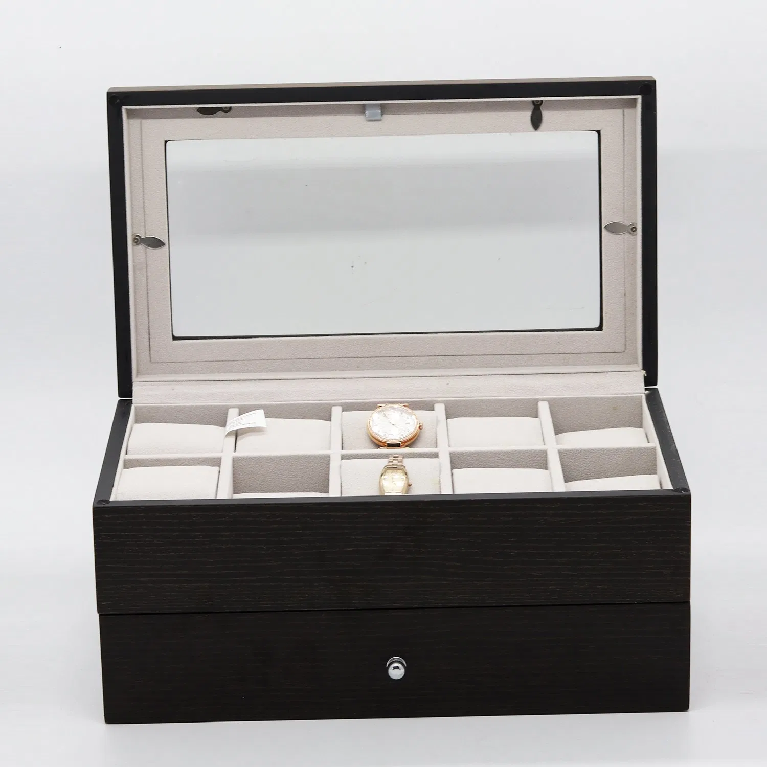 Custom Wooden Watch Box with Transparent Glass Window / Matt Paint / Magnet