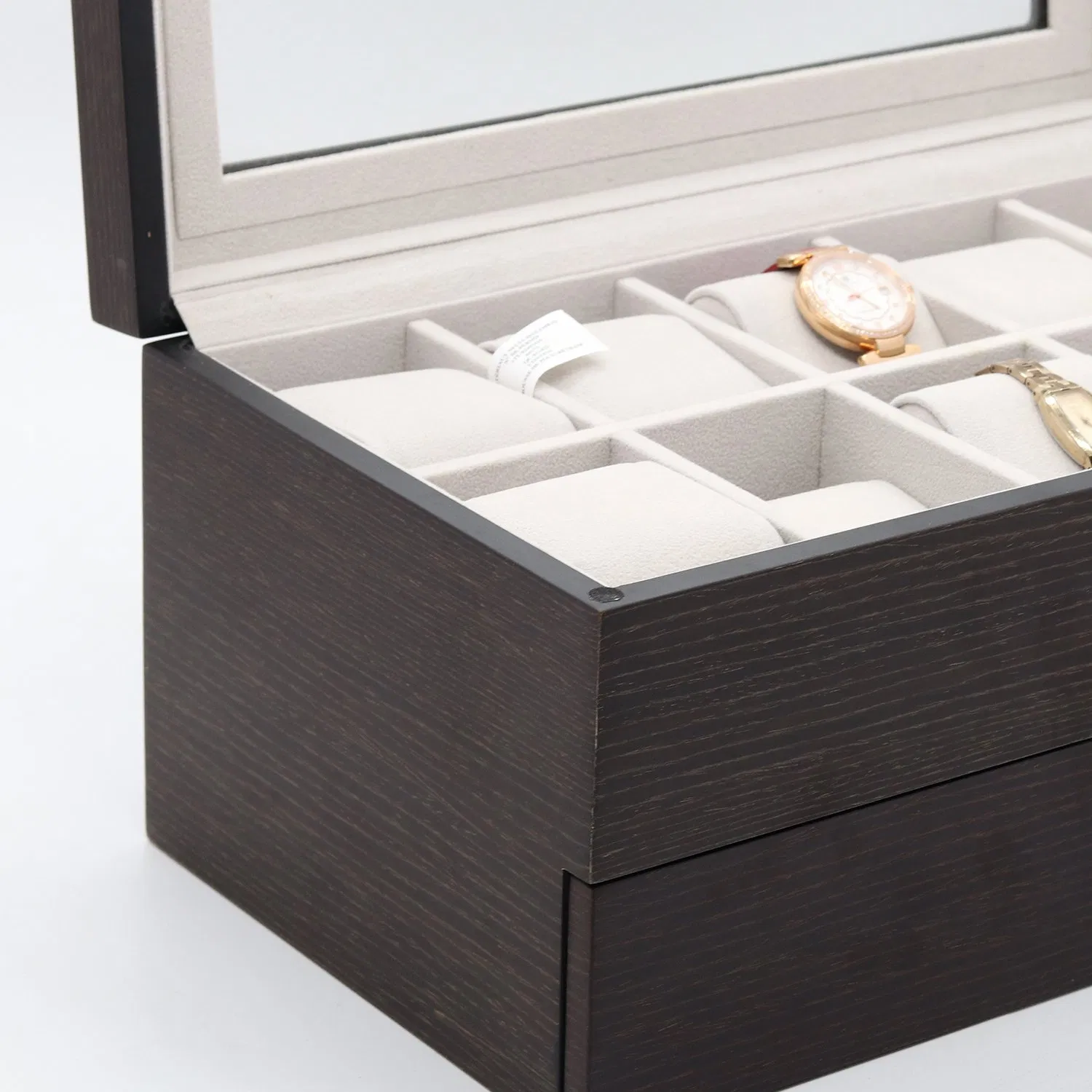 Custom Wooden Watch Box with Transparent Glass Window / Matt Paint / Magnet