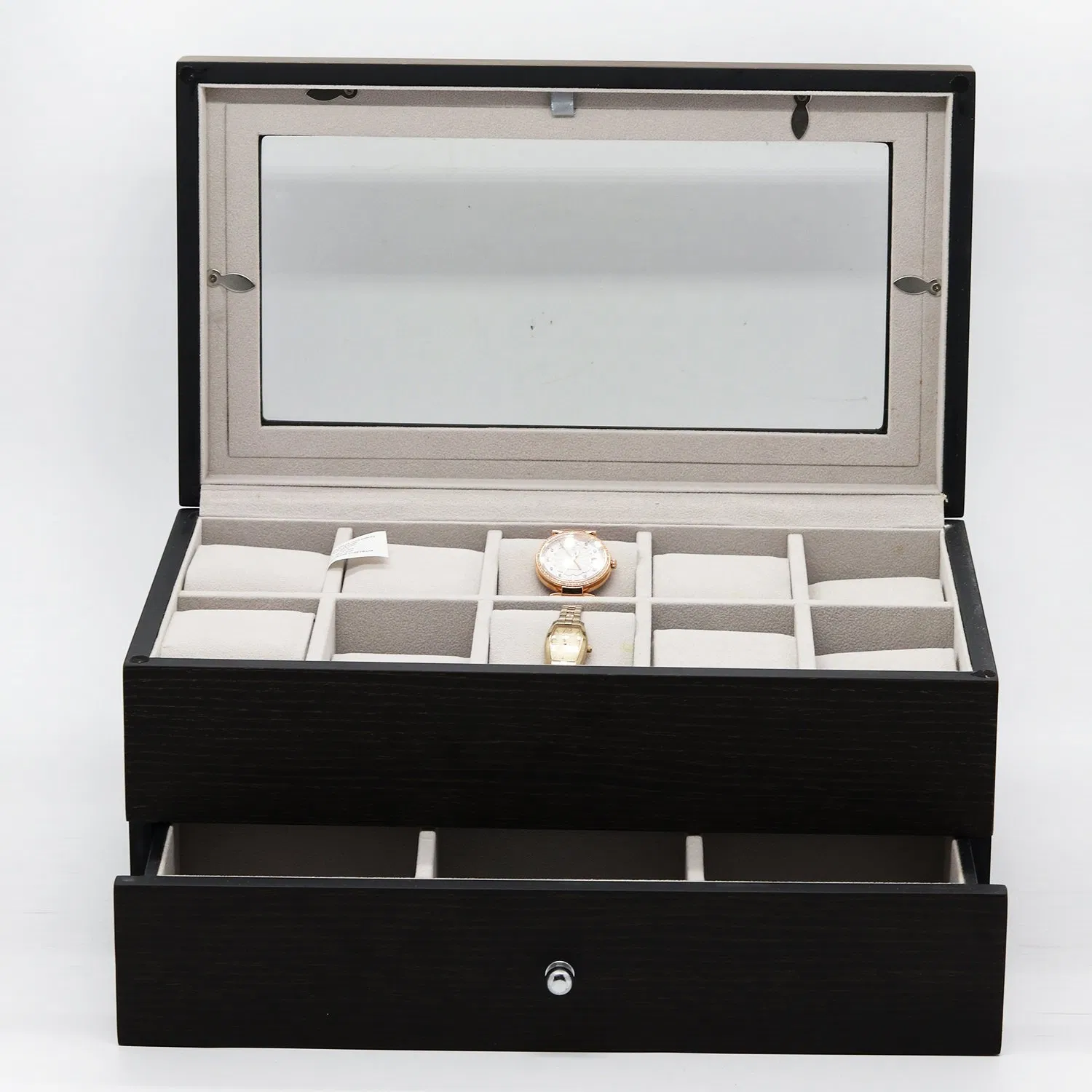 Custom Wooden Watch Box with Transparent Glass Window / Matt Paint / Magnet