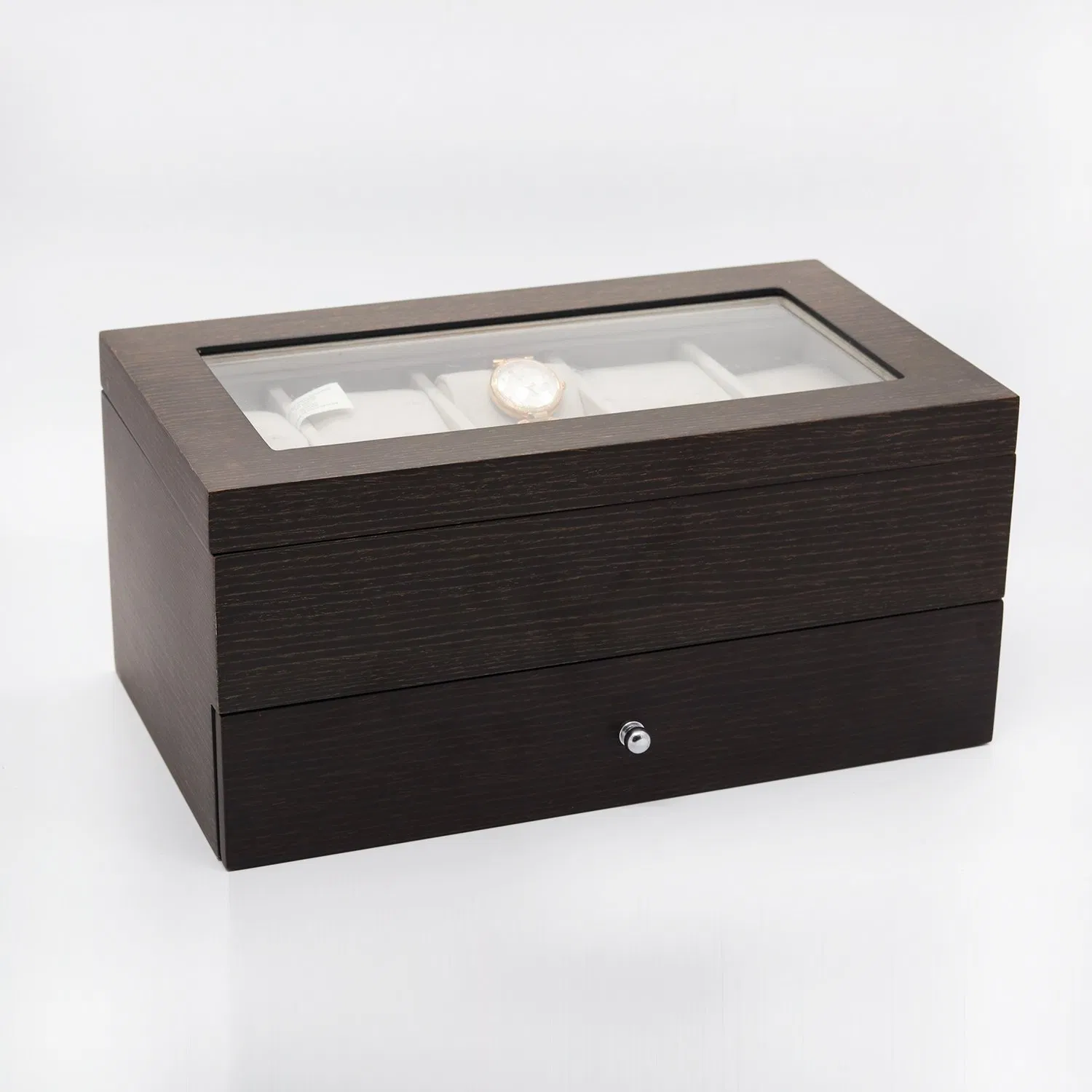 Custom Wooden Watch Box with Transparent Glass Window / Matt Paint / Magnet