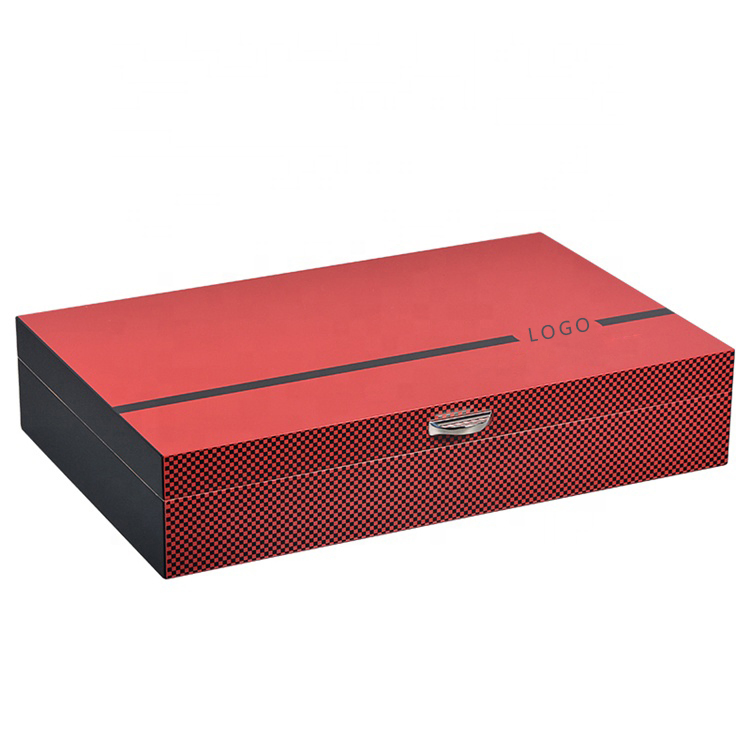 Customizable Red Wooden Cigar Display Box for Gifts