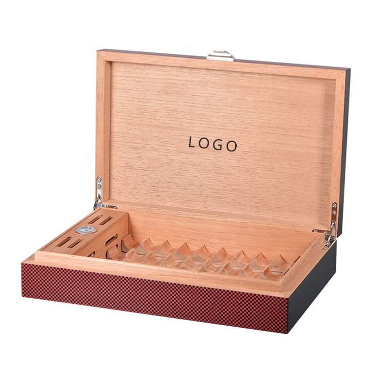 Customizable Red Wooden Cigar Display Box for Gifts